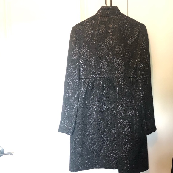 Jill Stuart Black Brocade Floral Coat Size 6 - Picture 4 of 7